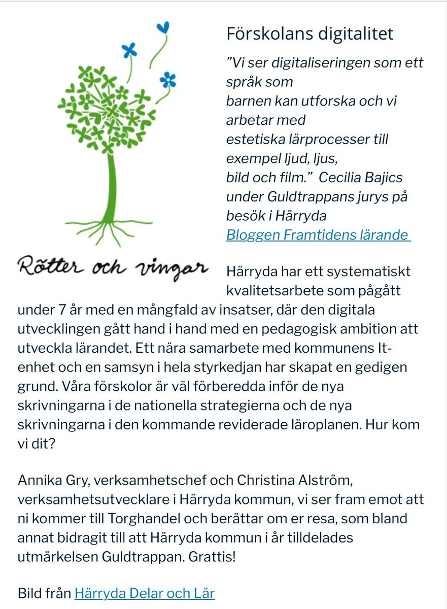 Några få platser kvar till Leda för digitalisering i förskolan nu på fredag den 1 december 8:30-12:00

Målgrupp: Chefer i förskola och sektor utbildning

Till anmälan
tervix.se/skolutveckling…