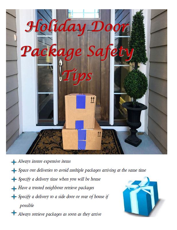 PRPCSWB's tweet photo. Happy #CyberMonday2017 . Here are some holiday package safety tips for when you're expecting those items you ordered online. 📨🎁  *Have a trusted neighbour retrieve your packages if you're not home " 🤝 @PeelPoliceMedia https://t.co/FDKpuGTTSG