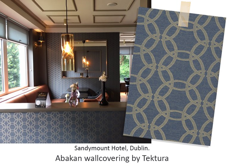 Spotted! Our Abakan #wallcovering looking glam at <a href="/SandymountHotel/">The Sandymount Hotel</a>! bit.ly/2wxRZKp #hoteldesign #interiors