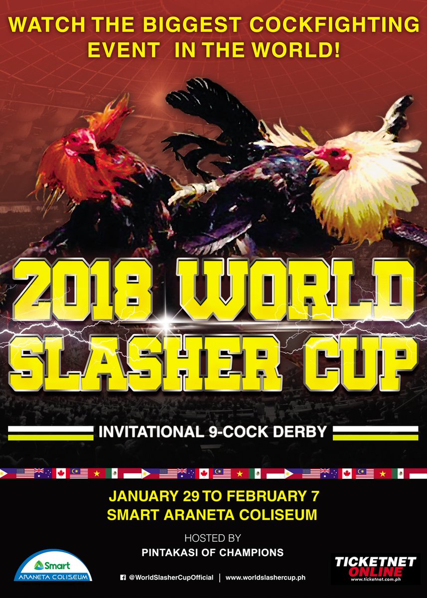 TheWorldSlasher's tweet photo. #WSC2018 @TheBigDome on January 29 - February 7! #WorldSlasherCup #OlympicsofSabong https://t.co/MQ1xdorZQV