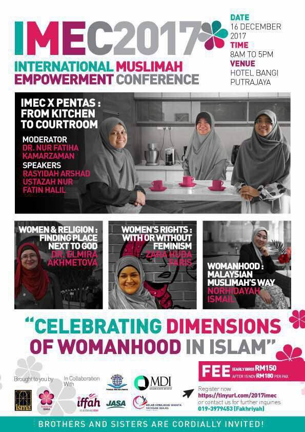 krimbangi's tweet photo. Jom ke IMEC 2017. Yuran sekarang tengah murah. RM100 saja kalau ada keahlian PEMBINA!
This year's theme is "Celebrating Dimensions of Womanhood in Islam."
Register here: https://t.co/6yUmq02ZF1
#IMEC2017 #MuslimahEmpowerment https://t.co/DYyEjhVNZP