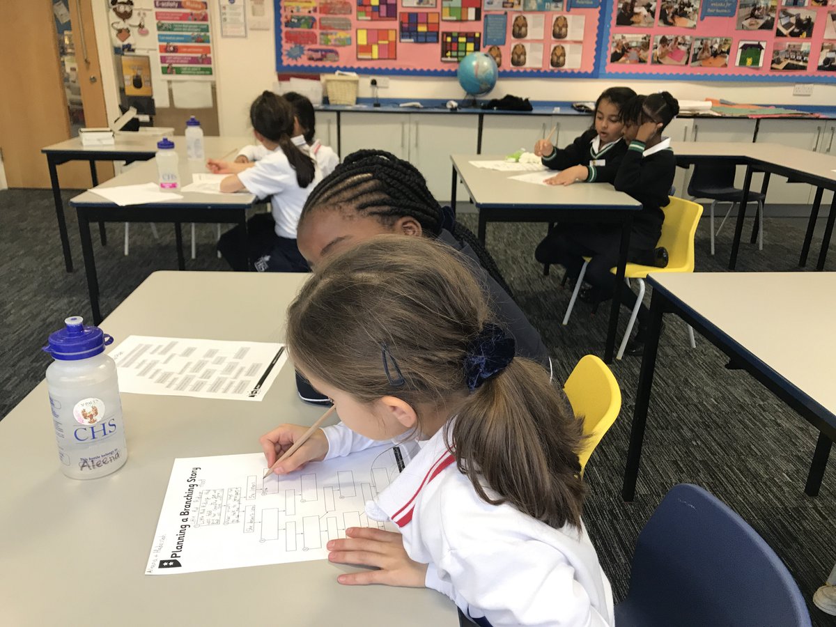 CroydonHighJnrs's tweet photo. Year 3 are planning a branching story before creating slides in PowerPoint to present them. #year3computing #everygirleveryday https://t.co/LOqRVK70nH