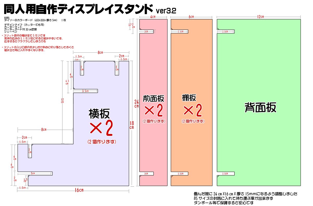 ダイソーのカラーボード１枚で作れる 同人用ディスプレイスタンドver3 2 Togetter