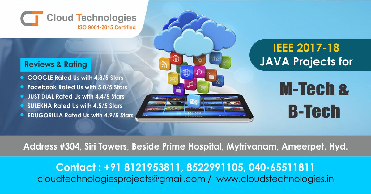 cloudtechpro's tweet image. #CloudsTechnologies offers Latest Java Mtech & Btech Projects.
goo.gl/HxDnF4
#JavaMTechProjects
#JavaIEEEProjects
#IEEEJavaProjects
#JavaMSProjects
#JavaBTechProjects
#JavaBEProjects
#JavaMEProjects
#JavaIEEEBasepapers
#JavaFinalYearProjects
#JavaAcademicProject