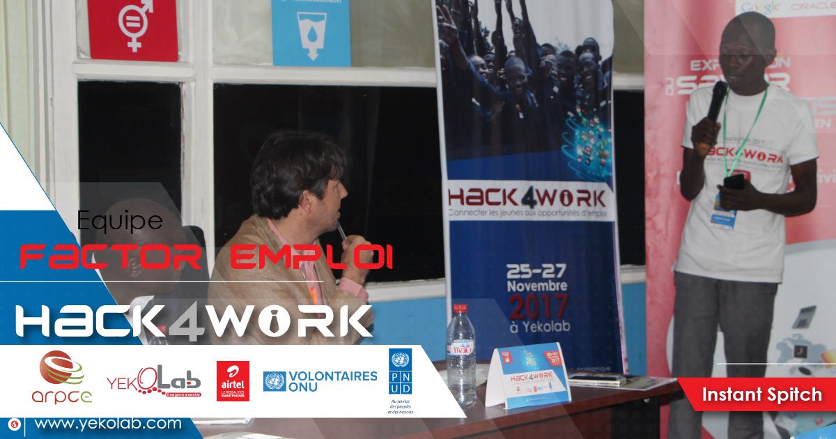 Yekolab's tweet photo. #Hack4work

Place à l'équipe #Factor_Emploi, 12 min pour convaincre le Jury. @PostesTelecomcg, @ARPCECongo @VNUCongo, @PNUDRepduCongo, @airtel_congob #BCICongo, #Ecobank. https://t.co/HjIppttaL1