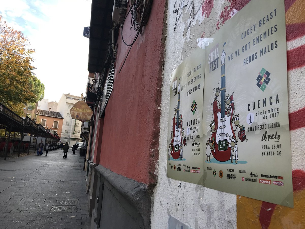 CompactCheese_'s tweet photo. 🔊🔊Esta mañana hemos empapelado #Cuenca con el evento solidario @musicaporsiria que se celebrará el próximo 1 de diciembre en la Sala @directocuenca a partir de las 23:00⏰ y cuyo dinero recaudado irá destinado a la educación de los niños sirios🎸 https://t.co/xIEXfFiQ30 https://t.co/8lG0RsJsoX