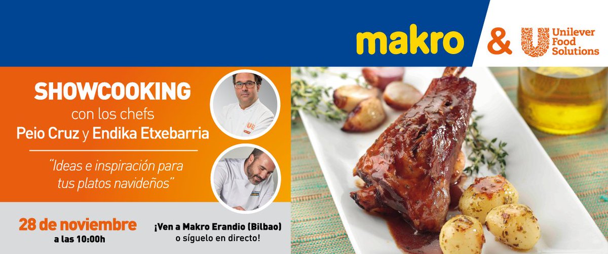 makroESP's tweet photo. Mañana tendrá lugar el #showcooking de #recetas navideñas de Makro &amp; @KnorrESP en Makro #Bilbao! Sigue la retransmisión en directo a partir de las 10:00h en nuestro perfil de Facebook. https://t.co/PShmqoImuF
