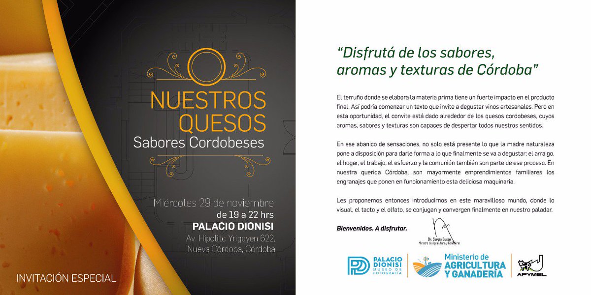 La semana del queso en Cordoba. El miercoles 19 horas, palacio Dionisi
 Los esperamos, (hay quesos y cuarteto)