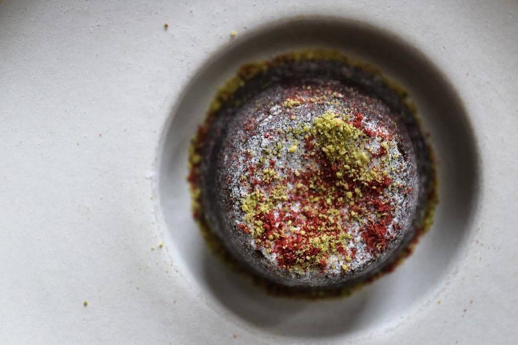 GabeWaterhouse's tweet photo. Hot chocolate fondant with a salted caramel centre, pistachio and raspberry crumb and on the side, a Talisker whiskey ice cream - new on @thewaterhouseproject menu this December https://t.co/6kMd4hzaoc https://t.co/XtAu8uAfVT