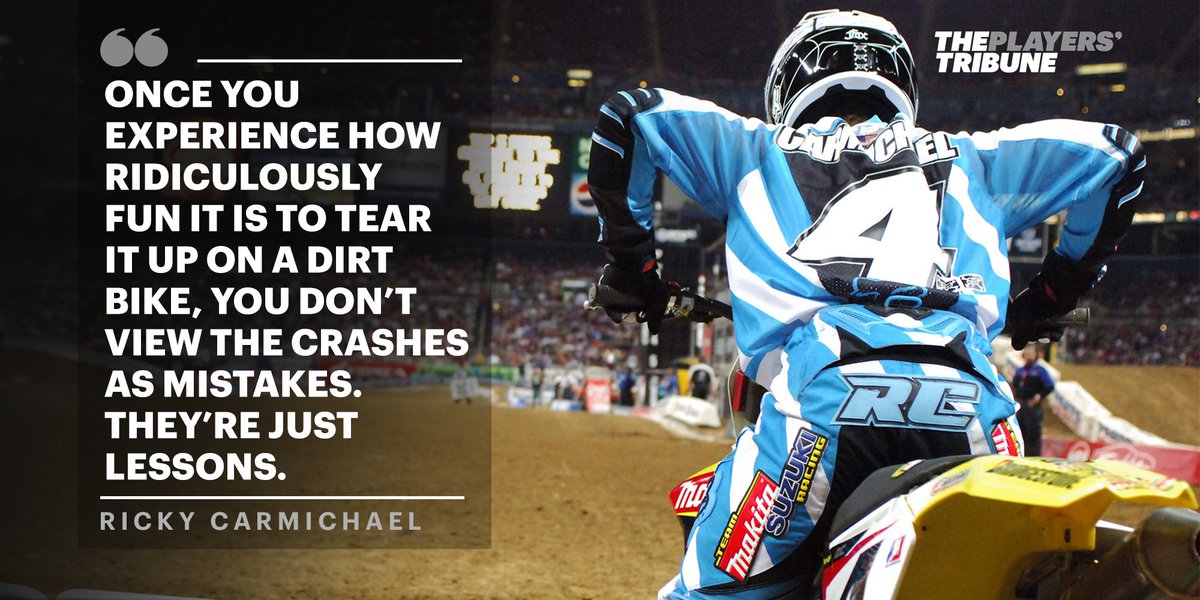 PlayersTribune's tweet photo. "It’s not just a coincidence that many of the best riders in the world also happen to be the people who have fallen off their bikes the most."

@RickyCarmichael shares: https://t.co/sNcTKiVTjX https://t.co/aqX8u8Z3Nr