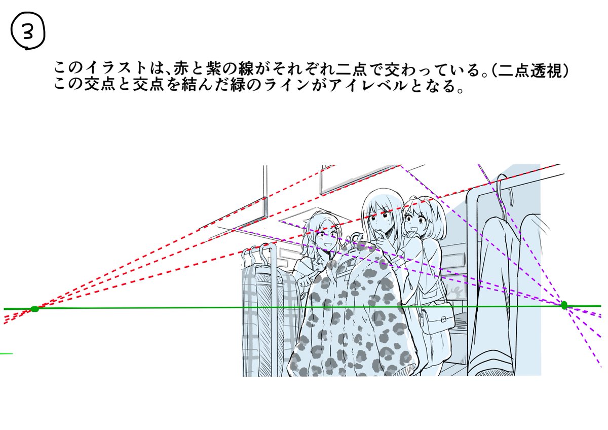 おぱすた Sur Twitter Msp1126アイレベルの見つけ方まとめた 文章糞すぎて解読きついと思うけど頑張って先生 一応パースのこと 一点透視など を理論でわかってる体で描いた 素人考えだからどっか間違ってる可能性普通にあるけどごまかしは効くと思う