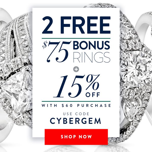 The BIGGEST ever!! 2 FREE $75 rings AND 15% off with $60 purchase for Cyber Monday!  Use code CYBERGEM

ow.ly/ANlC30gPlCc
