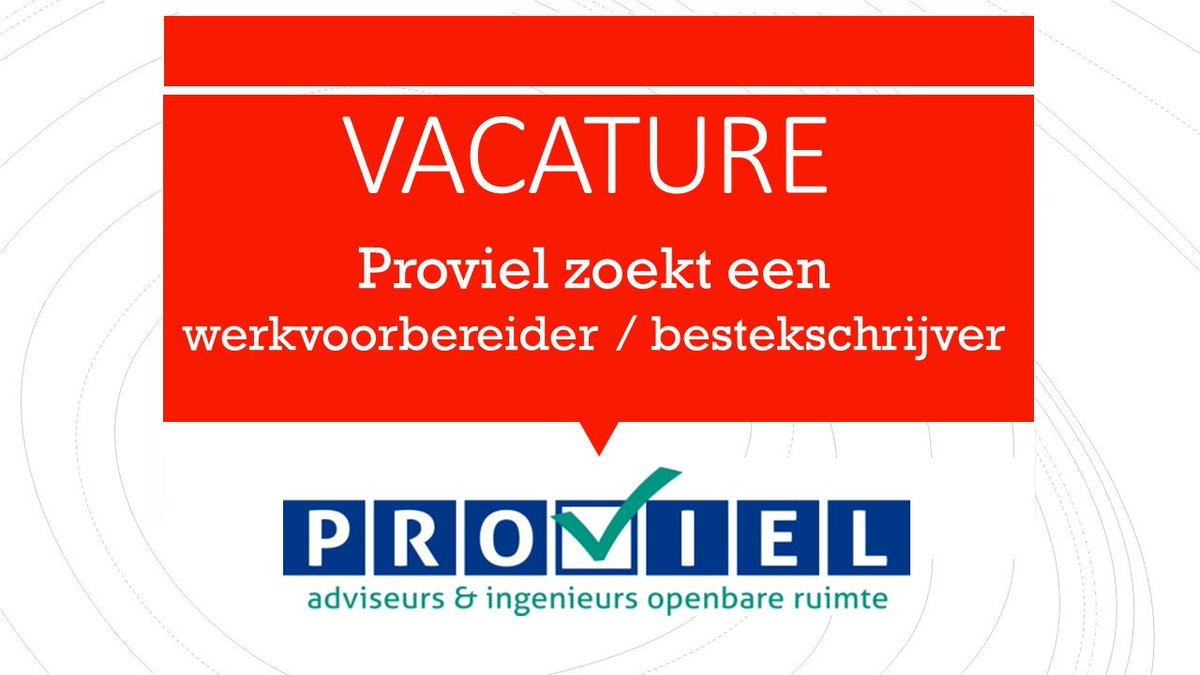 Door groei van onze klantenkring en toename van onze werkzaamheden zoeken wij een werkvoorbereider / bestekschrijver civiel. Zie voor alle informatie: tinyurl.com/y9zekkk2