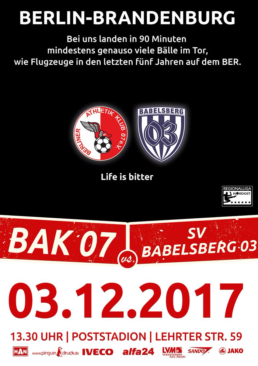 BerlinerAK07's tweet photo. @FernetBranca  wir hätten da noch einen...

Am Sonntag steigt das Hinrunden-Finale gegen den @SVBabelsberg03! Kommt vorbei und unterstützt unsere Jungs im Posti! #BAKSVB #RUNBAK https://t.co/7YQwnUErHX