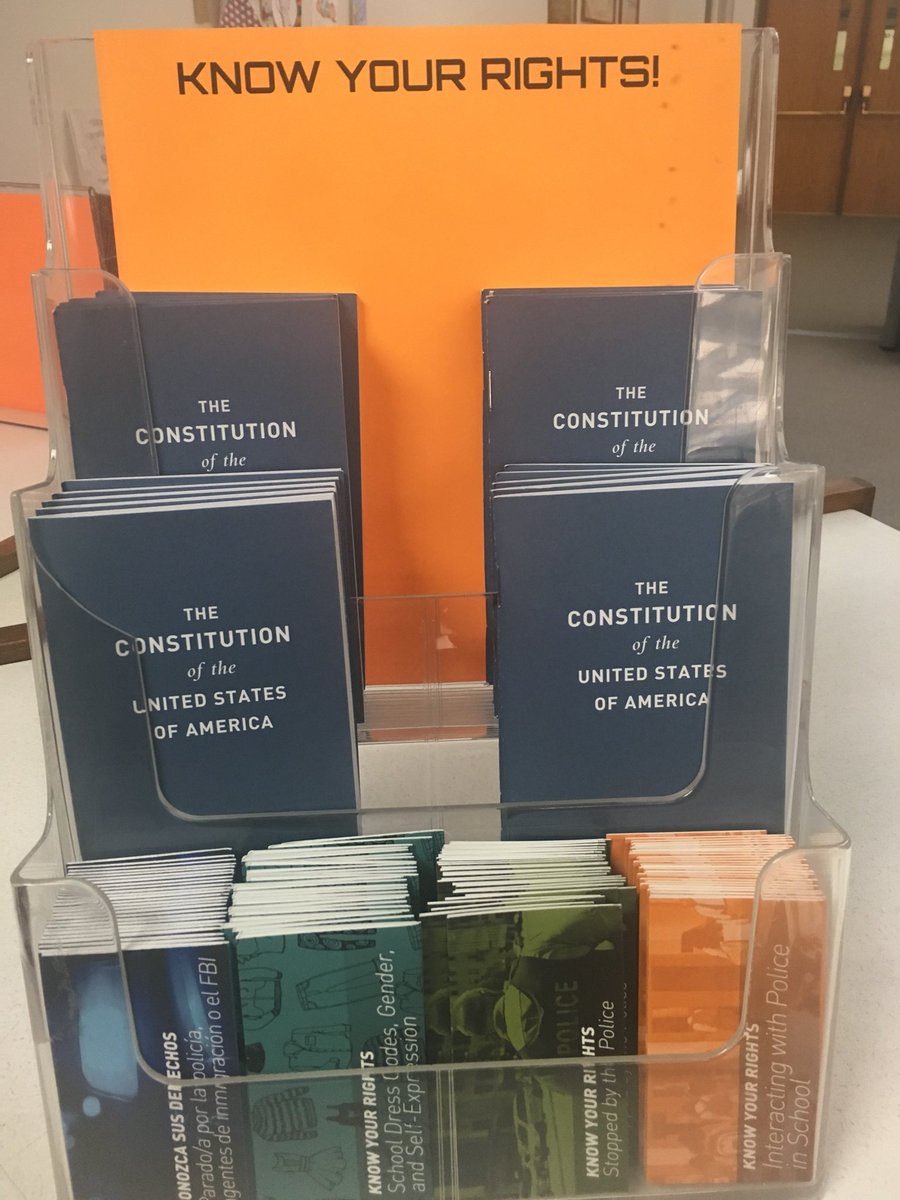 maroonlibrary's tweet photo. Thanks @chargerlibrary and @ACLU now our #maroonlibrary students can know their rights too! https://t.co/hx5KNln3X8