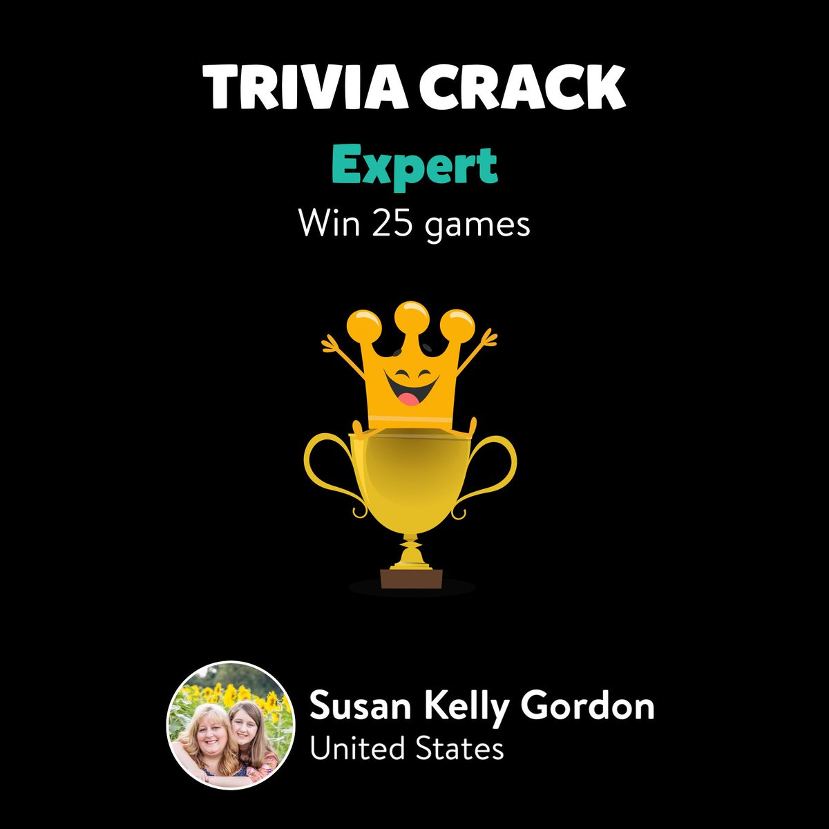 susangordon7771's tweet photo. Susan Kelly Gordon just unlocked the Expert achievement in Trivia Crack https://t.co/rKnoVV0MaM https://t.co/WOmKLM74Z8