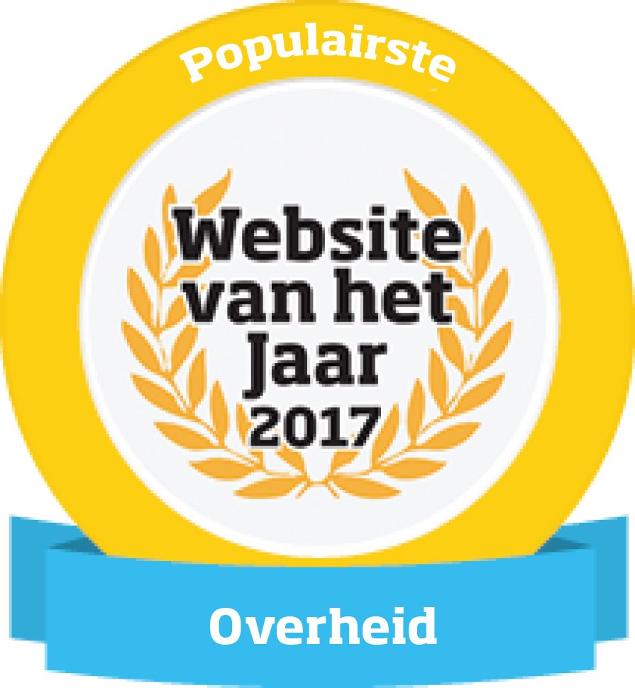 MijnOverheid voor tweede jaar op rij verkozen tot populairste website van het jaar in de categorie Overheid. Iedereen die op ons gestemd: bedankt! #wvhj #logius