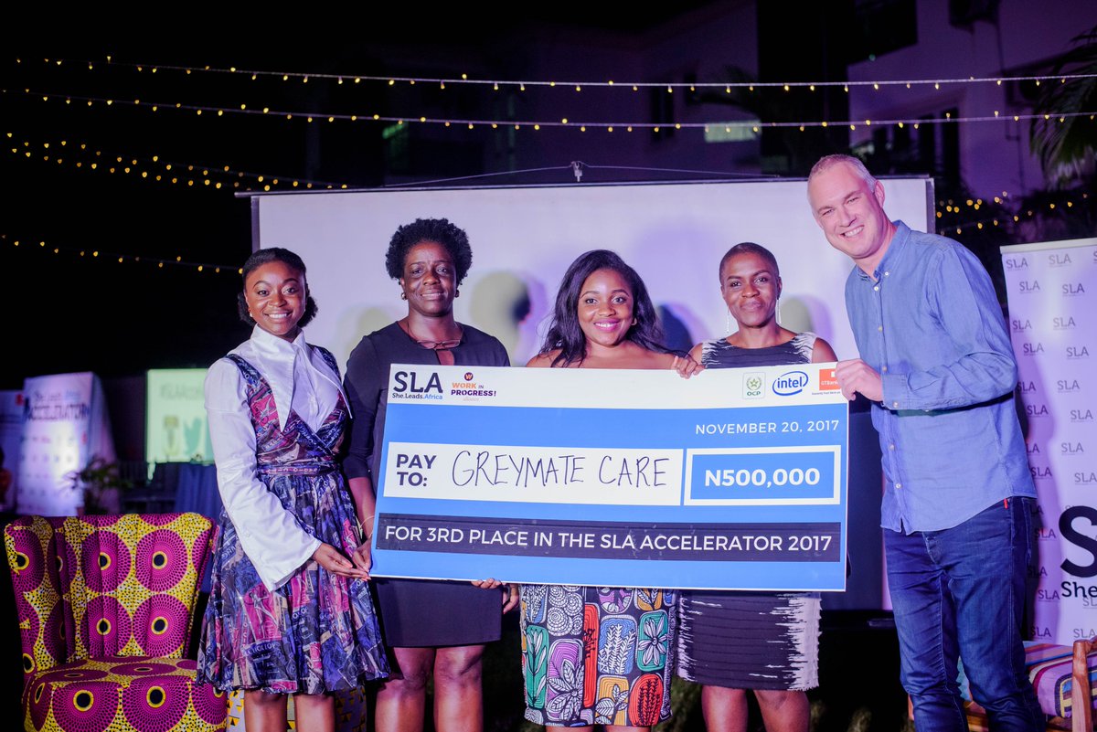 VC4A_Africa's tweet photo. Congratulations to @greymatecare, the #SLAAccelerator 3rd prize winner. Chika Madubuko created an online platform that connects the elderly and vulnerable adults to a highly trained, insured caregiver thus, taking the stress of care off
busy professionals. #WorkinProgressAlliance https://t.co/On6DmYFzcn