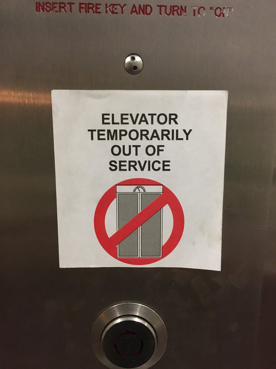 ProfArmani's tweet photo. Just what I wanted at 6am: to climb 7 flights of stairs. Guess my #workout is starting early today. #brokenelevator https://t.co/WgQxhVsnlZ