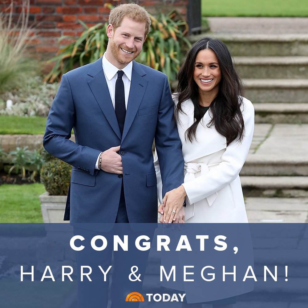 TODAYshow's tweet photo. Congratulations on your engagement, Prince Harry and Meghan Markle! https://t.co/cdcU35MgPd