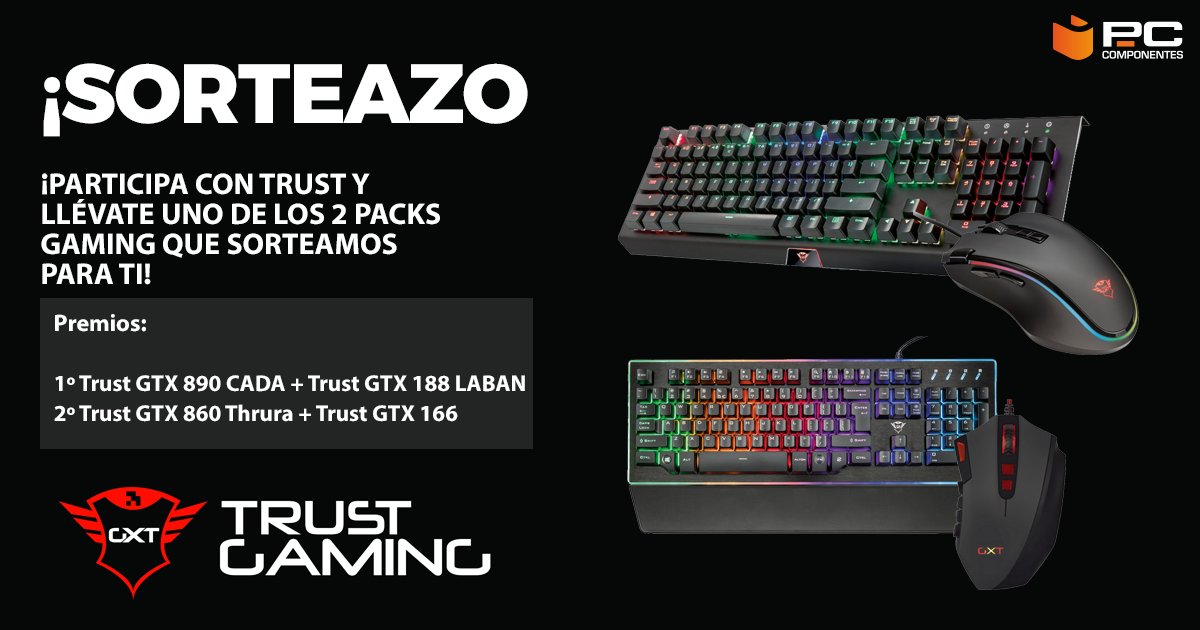 pccomponentes's tweet photo. VAMOS A POR ELLOS! SORTEAZO! RT y comenta con #CyberMondayEnPcComponentes y llévate uno de estos dos pack gaming de Trust! https://t.co/oWRzJSbNH6