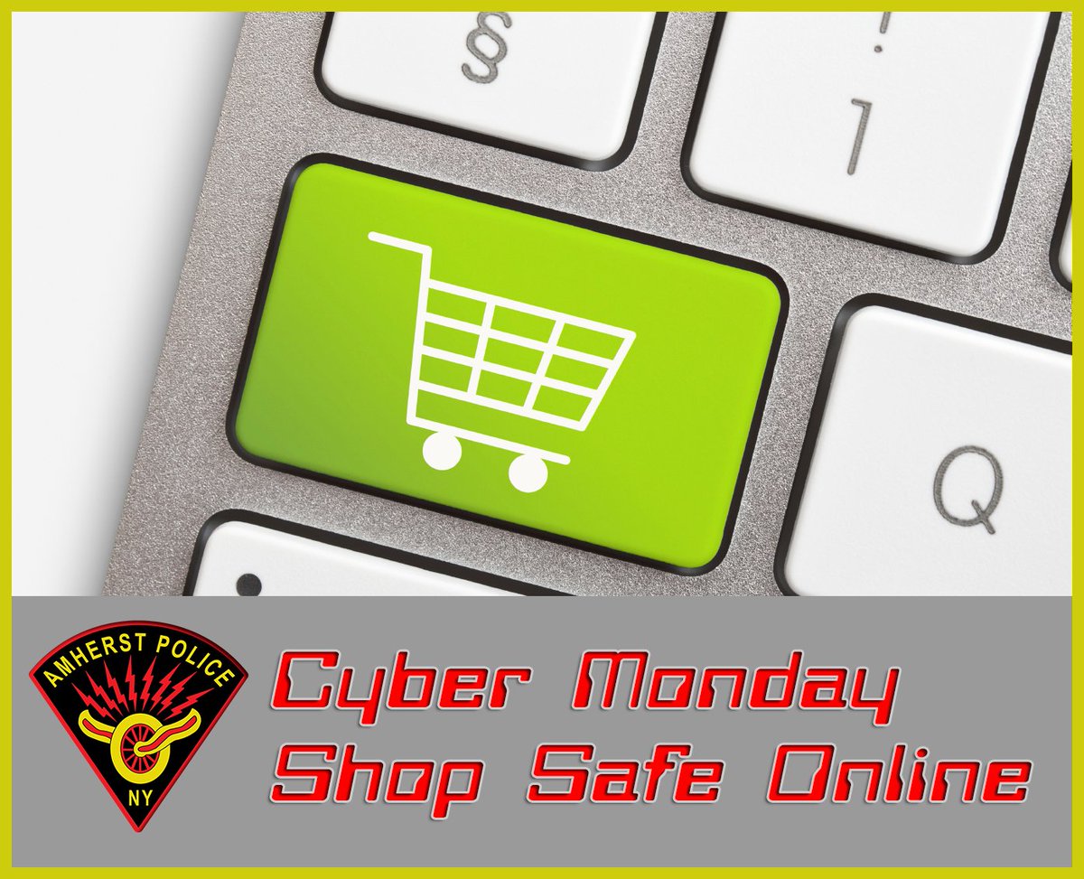 amherstpoliceny's tweet photo. Cyber Monday, Shop Safe Online. Protect your ID and credit card numbers.
#shopsafe #cybermonday #preventidtheft https://t.co/EMnGnn9XLF