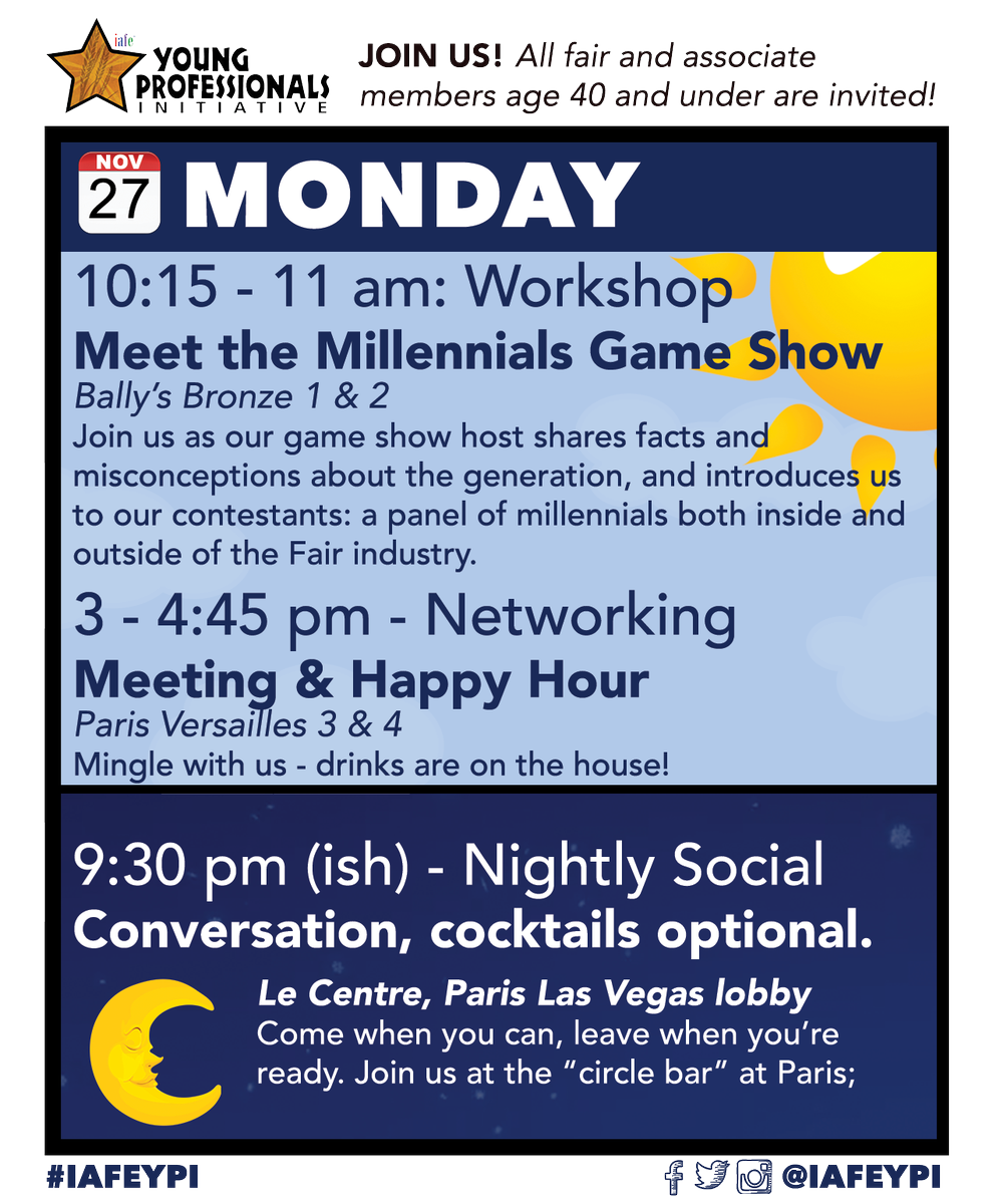 IAFEYPI's tweet photo. Happy Monday! We're up & ready to see YOU at today's #IAFEYPI @IAFE Convention events! https://t.co/QifiXNzAcF