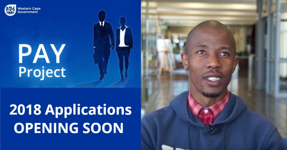 WesternCapeGov's tweet photo. Our Premier's Advancement of Youth (PAY) Project will give 700 matrics from the Class of 2017 work experience in the public sector from April 2018 to March 2019. Find out more here: https://t.co/CGmneM9bne. #PAYproject https://t.co/yWkRCrW7DL