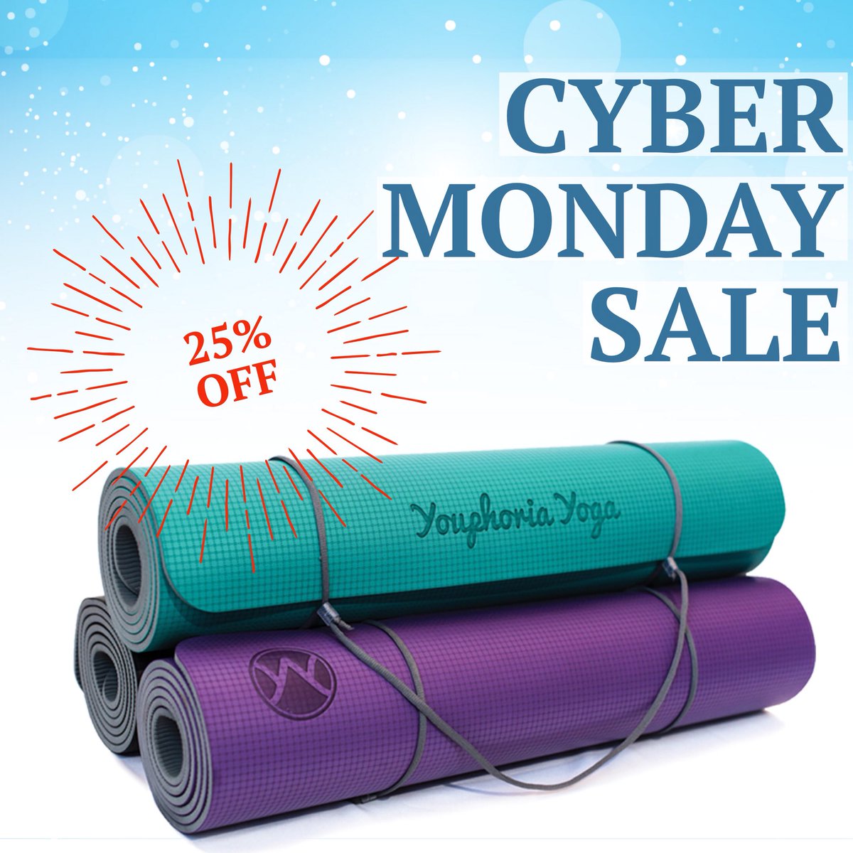 YouphoriaYoga's tweet photo. #CyberMonday sales are on! ❤️ Our already affordable premium #yogamat is 25% off. 🙌  Use code YYMATSBF at checkout. https://t.co/t2c2NuDrvS https://t.co/RYdPd2yZwB