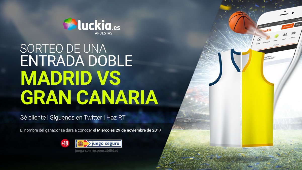 luckia_es's tweet photo. Vente a disfrutar de un auténtico PARTIDAZO como el #Madrid 🆚 #GranCanaria

✅ Sé cliente
✅ Síguenos en @luckia_es
✅ Haz RT

T&amp;C 👉 https://t.co/wtHxw6gQcu https://t.co/rJmJCMpFLH