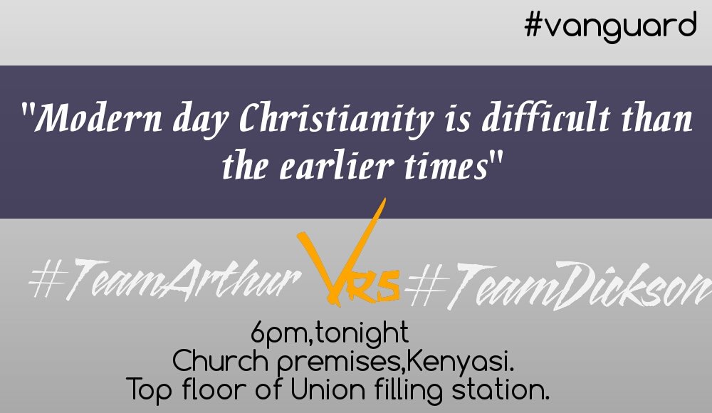phckumasi's tweet photo. They need your support tonight..
#TeamArthur is for the motion n #TeamDickson is against.
#DebatableDebate #vangaurd #phc #YouAreBlessed https://t.co/jEIO5IJGRV