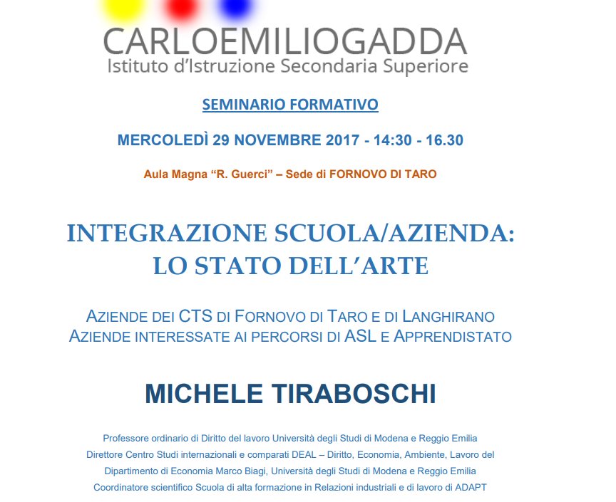 MatteoVaccari6's tweet photo. Incontro #scuole e #imprese fondamentale per alimentare dialogo rispetto a #alternanzascuolalavoro e #apprendistato. 
A Fornovo (PR) parla @Michele_ADAPT.
Incontro in collaborazione con @adaptland, Camera di Commercio di Parma, Unione parmense degli industriali https://t.co/71Icvw8kV8
