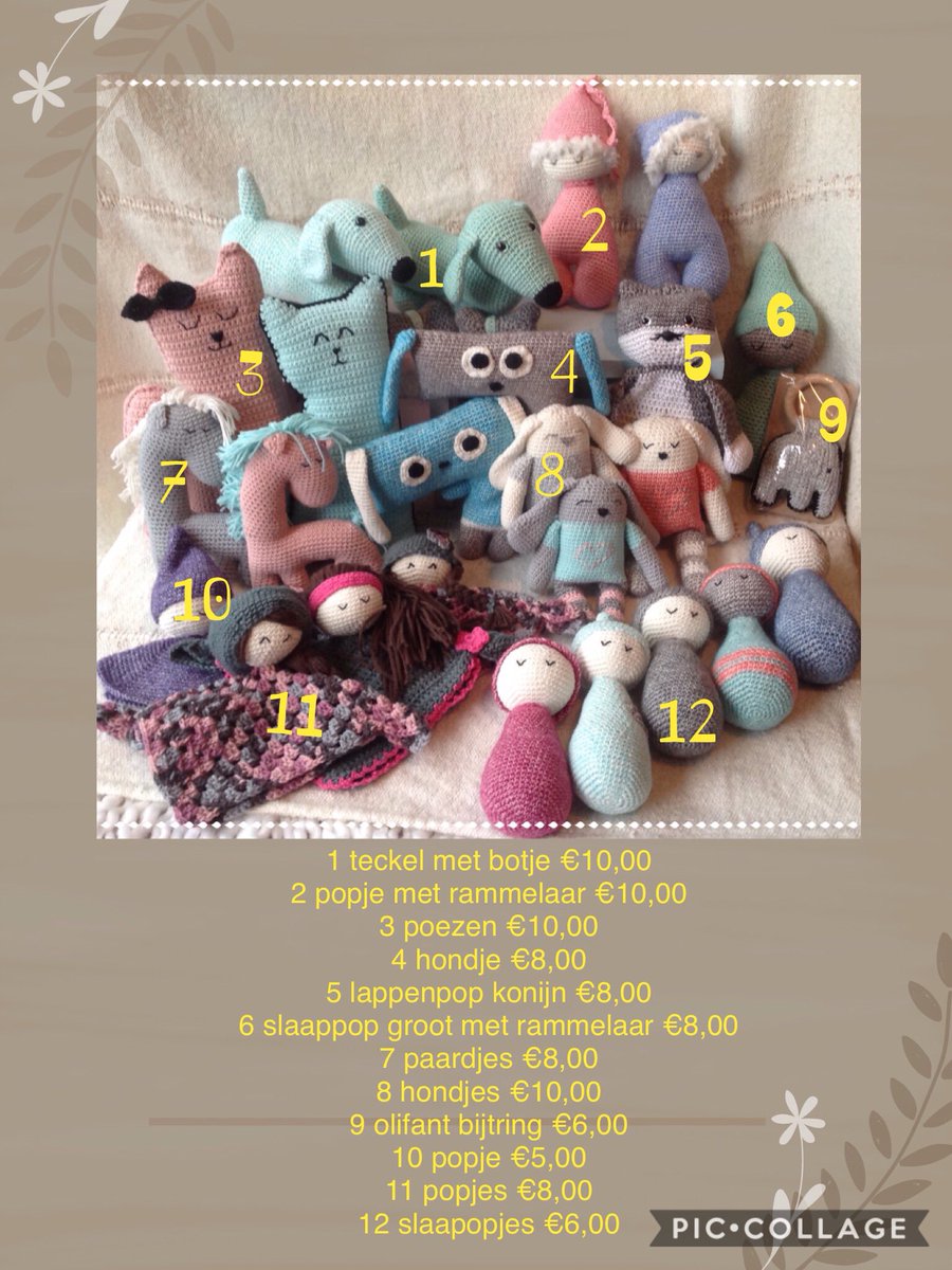 Deze knuffels zijn in de aanbieding, ze worden niet meer gemaakt ivm nieuwe collectie waar ik mee bezig ben. De rest komt vd week online.