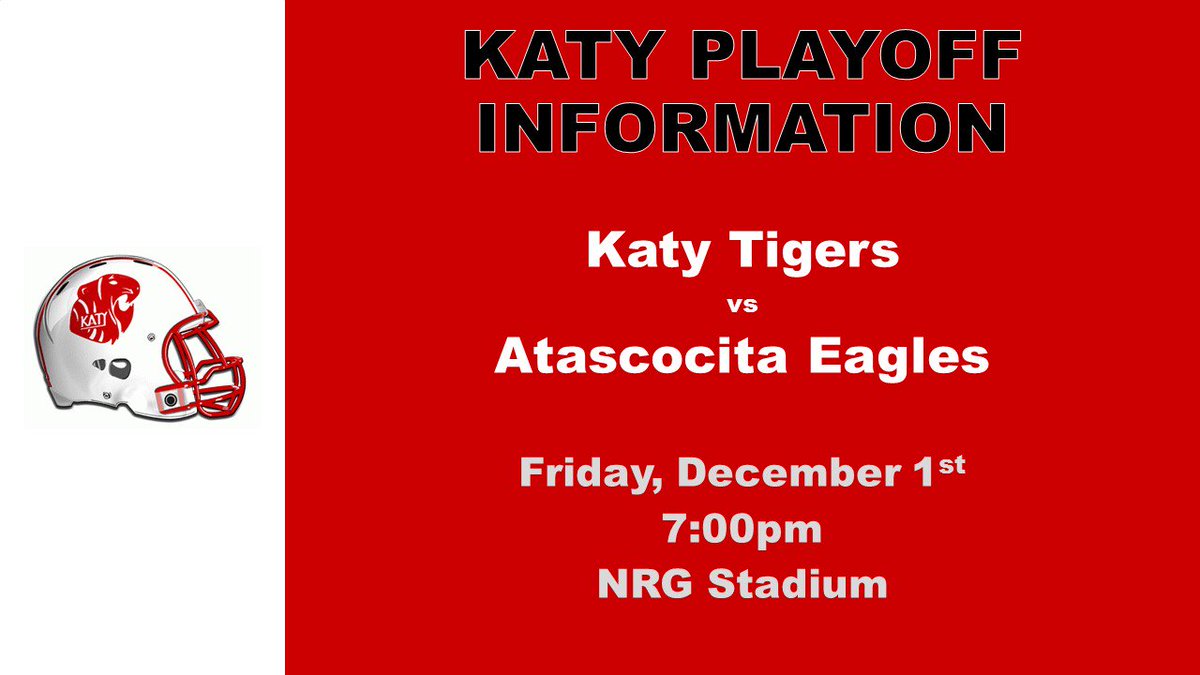 KatyISDAthletic's tweet photo. Katy Tigers vs. Atascocita Eagles

The road to AT&amp;T Stadium goes through NRG.
#txhsfb https://t.co/r82knEhPLg