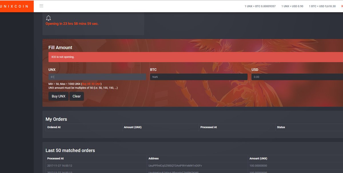 RootyCrypto's tweet image. Yo #unixcoin #unx #ico #lousyico No that's bull shit in my experience, the ICO is about 5 seconds...when the counter reaches 00 hr 00 min 00 sec and enter in a number to buy, the page is frozen, probably due to all the multiple buys...then in 2-5 seconds all done