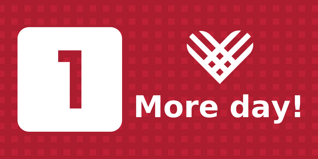 There's one more day until #GivingTuesday!  We can't wait to hear about all of the #greatgiving tomorrow!
