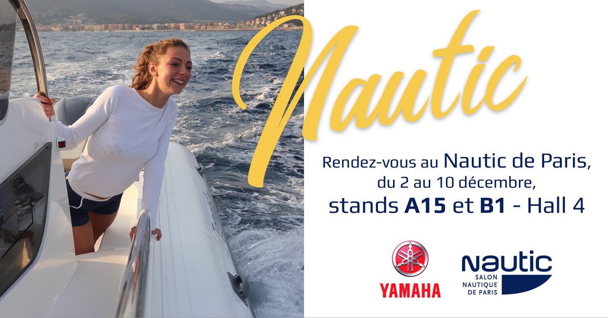 YamahaMarineFr's tweet photo. Bientôt le @NauticParis ! Nous vous donnons rendez-vous sur le stand #Yamaha (Hall 4 / A15-B1) pour découvrir nos nouveautés hors-bord, bateaux et semi-rigides,
#capelli #Tempest #PacificCraft #Nautic2017 #SemiRigide #Bateau #HorsBord #Nautisme https://t.co/r5OmMYJm37