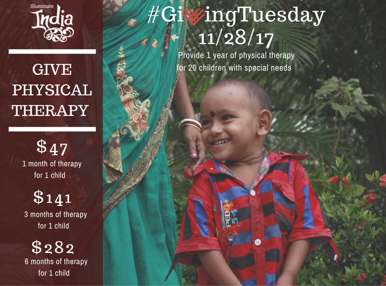 IlluminateIndia's tweet photo. #GivingTuesday is tomorrow!  Give physical therapy to a child with special needs in India and make an impact for a lifetime!  Don't want to wait until tomorrow?  Go ahead and give today: https://t.co/n0R7elTFaI https://t.co/UrC0k8ENJz
