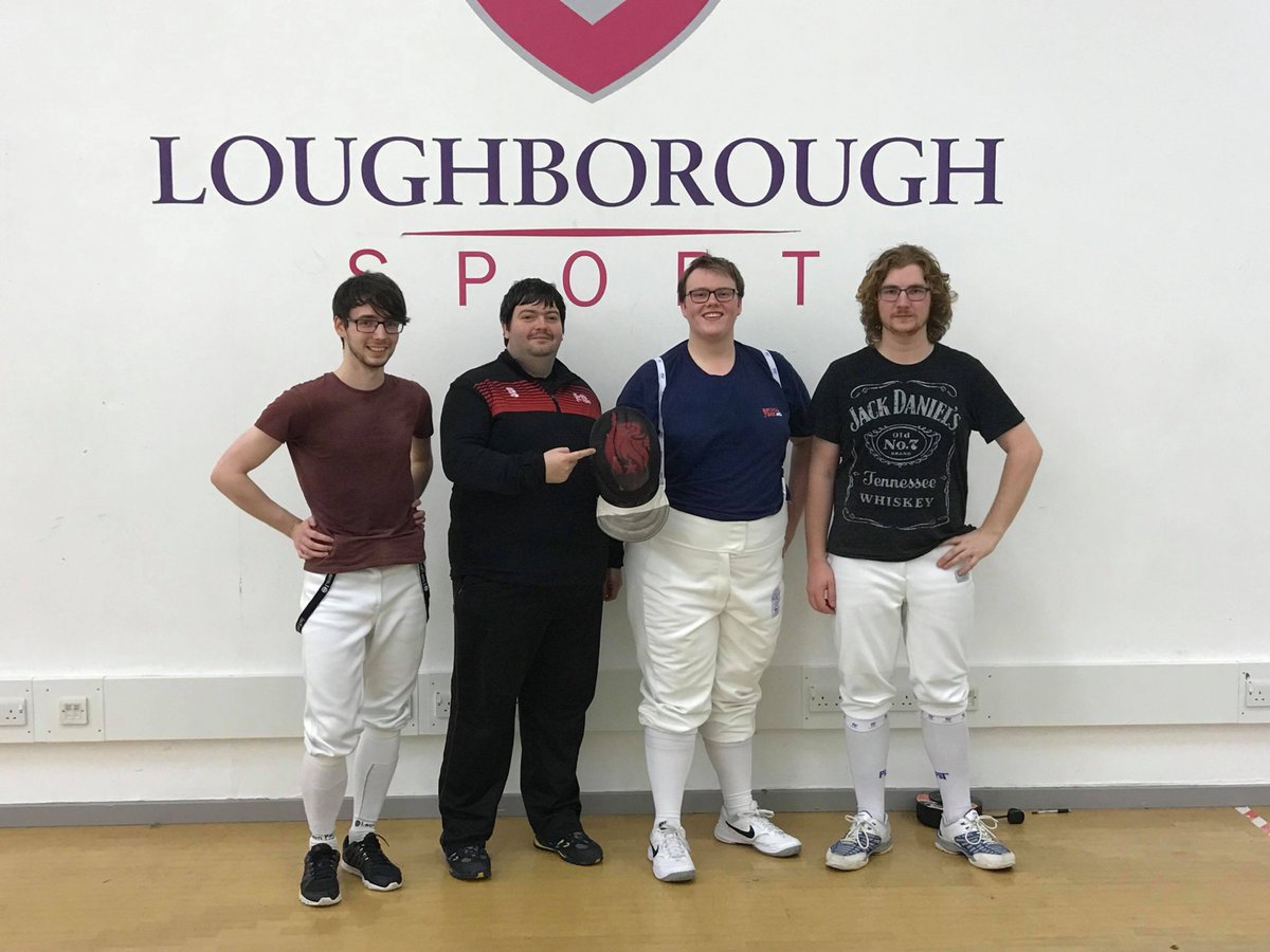 Come on lads! Recent snap of the mens team (and coach!) at a recent BUCS competition. #fencing #bucs #dmusport #dmu