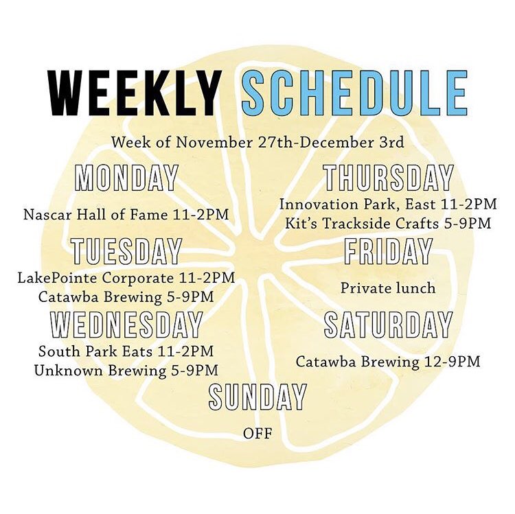 freshmedclt's tweet photo. Schedule posted! See you this week, #freshfans! #cltfoodtrucks #charlotte #freshmed #foodtruck #ewpclt #cltfoodie #freshfood #streeteats https://t.co/Mu8TEbwbne