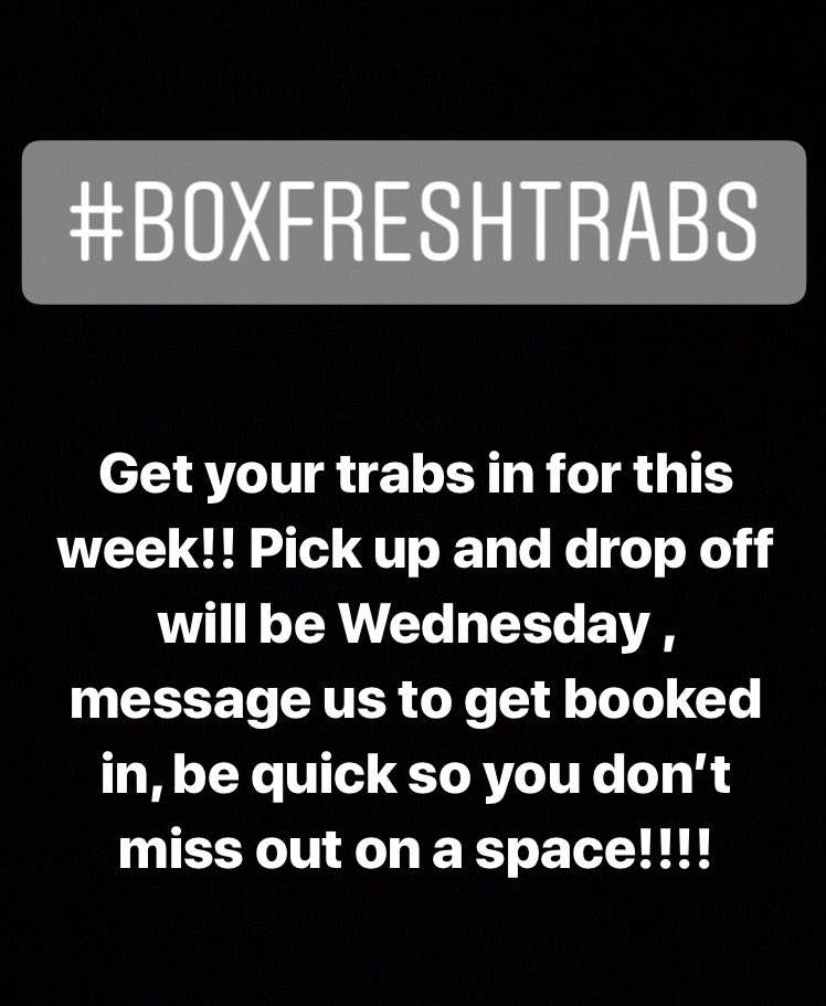 Boxfreshtrabs's tweet photo. You know the score don’t mess round or you’ll miss out for this week!! #boxfreshtrabs #shoecleaning #paydayservice #sneakerhead https://t.co/Mt8NC4Q9Pf