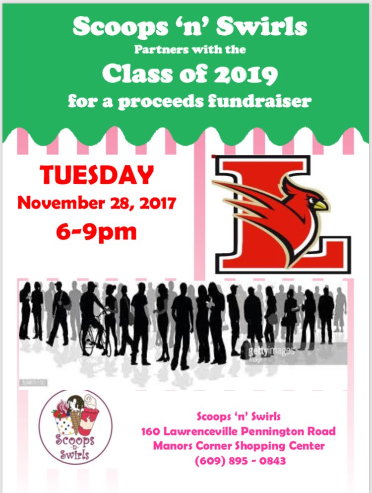 LAWRENCE_2019's tweet photo. Scoops and Swirls Fundraiser tomorrow November 28! Come out a support the class of 2019! https://t.co/l0N82piVuV