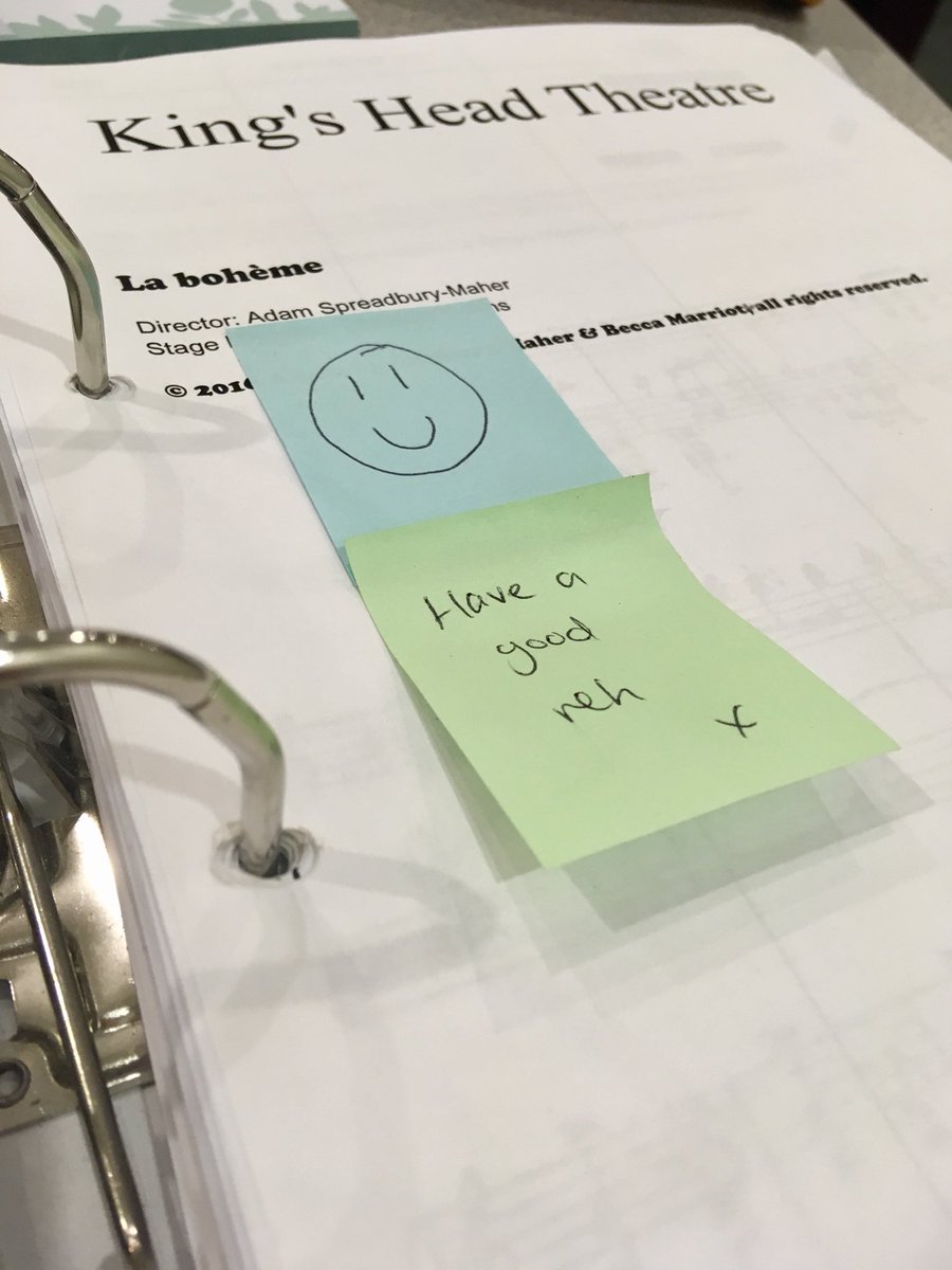When your Producer sends you post it notes in your prompt copy 😍 <a href="/LouisaDavisLDN/">Louisa Davis</a> <a href="/KHTwestend/">KHT West End Season</a> <a href="/KingsHeadThtr/">King's Head Theatre</a> #westendboheme