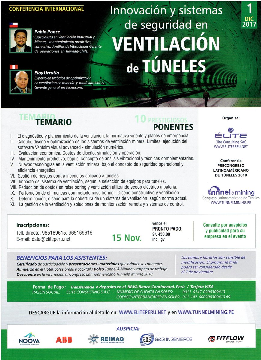 FigmmU's tweet photo. El laboratorio de Ventilación Minera participará de la conferencia internacional innovación y sistemas de seguridad en VENTILACIÓN de TÚNELES. https://t.co/Yu0Jh8KsnY