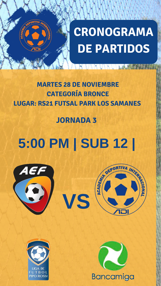 ADIVenezuela's tweet photo. Mañana nuestra categoría Sub-12 se medirán a AEF en la tercera fecha de la Liga Pipo Rossi ⚽💪🏆 #somosADI #Futbol #Futve #Futven #academia #deporte #caracas #venezuela https://t.co/ACyS2cW2BH