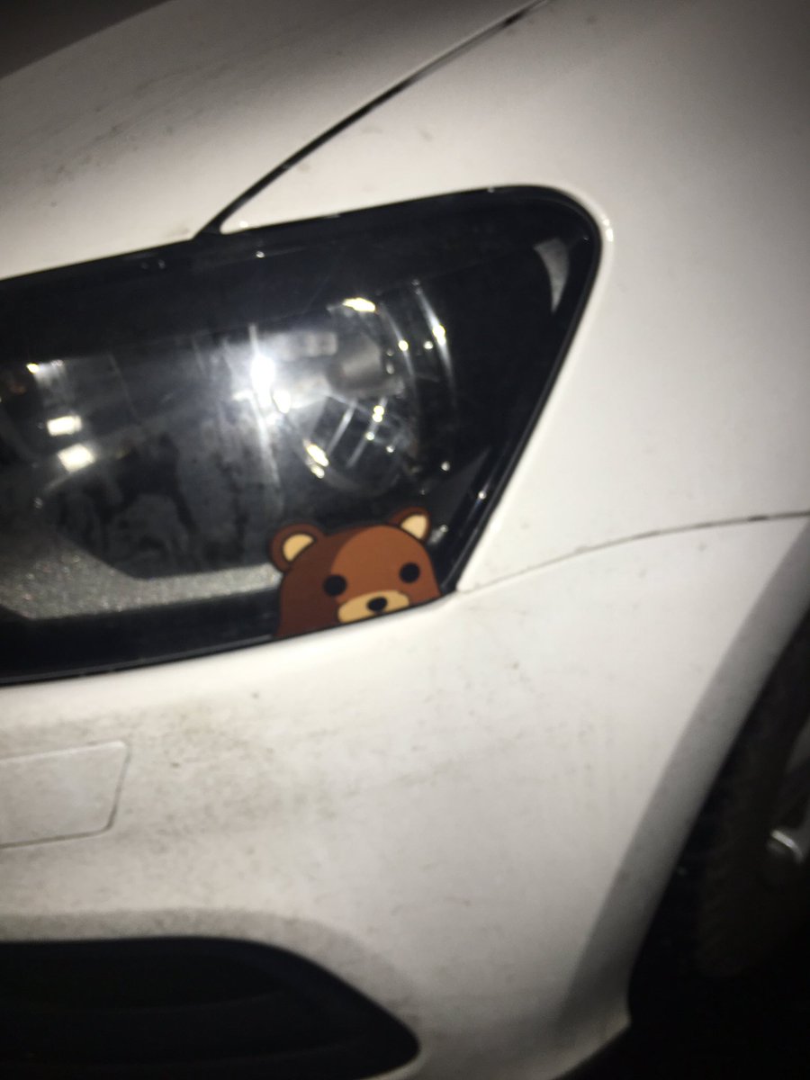 emmysandstrom's tweet photo. Idag när bilbesikningsgubbarna berättar för en att den lilla nallen jag inte orkat tagit bort från framlyset på bilen är en så kallad "pedobear"🙃🙃 https://t.co/n2VsokD5KN