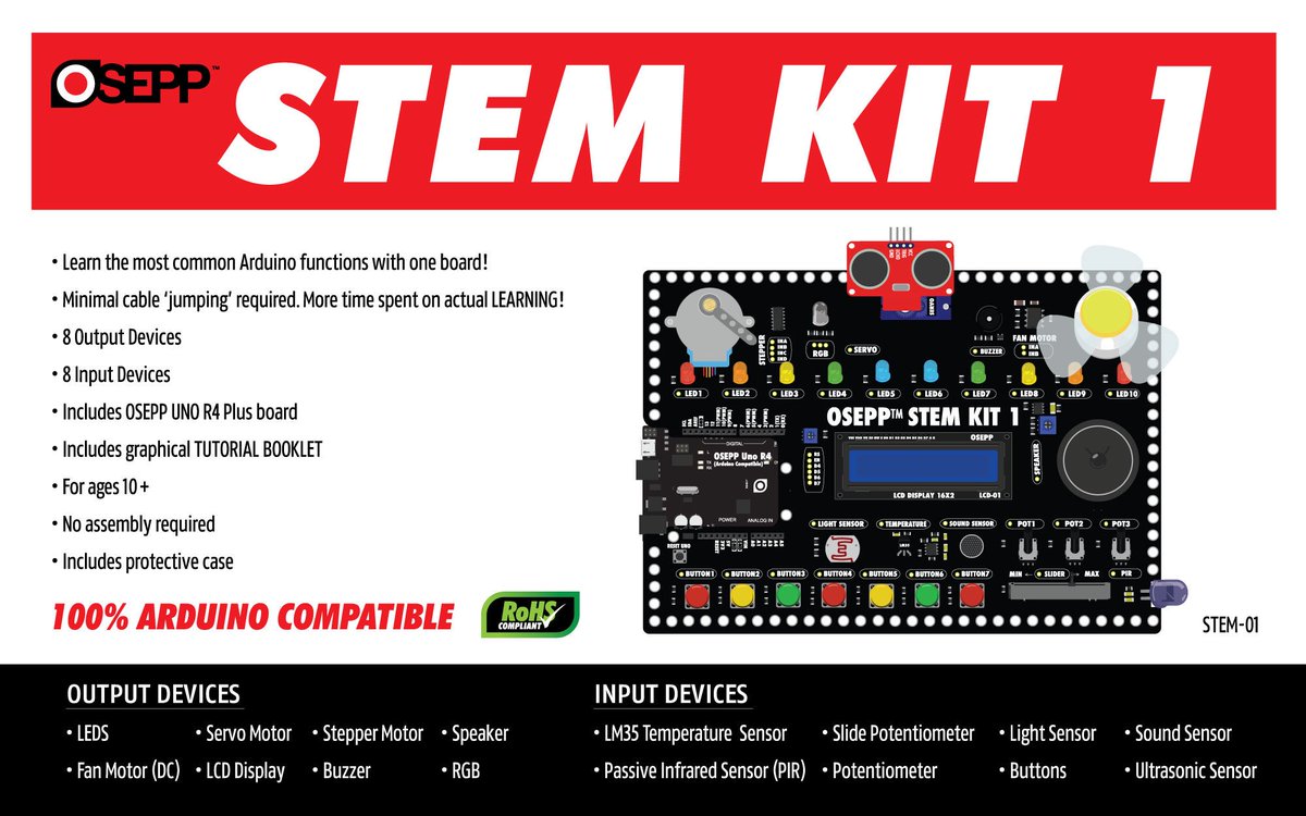 DIY_OSEPP's tweet photo. Our new STEM KIT 1 is available at our distributors! 

STEM KIT 1: https://t.co/FTIQQS8svp

DISTRIBUTORS: https://t.co/IUN7h4uQka

#arduino #STEM #STEMKIT1 #OSEPPBLOCK #opensource #robotics #STEMEducation https://t.co/TOpIQTQ1rf