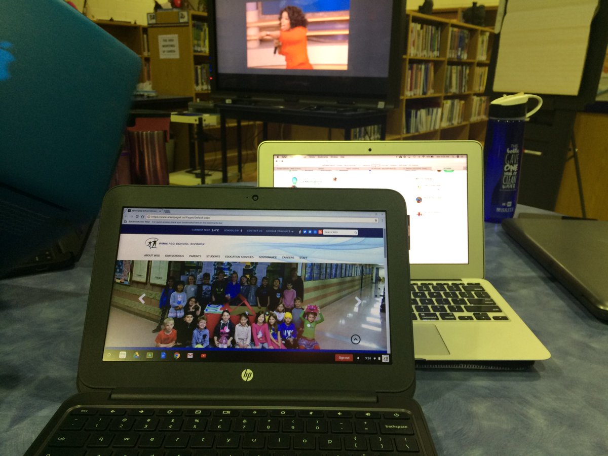 "You get a Chromebook, you get a Chromebook, everyone gets a Chromebook!"  Putting my Macbook aside, Chromebook open.  It's an Oprah-esque day for the Learning Technology Leaders for @WinnipegSD!  (lol) #WinnipegSD #WinnipegSDITLL