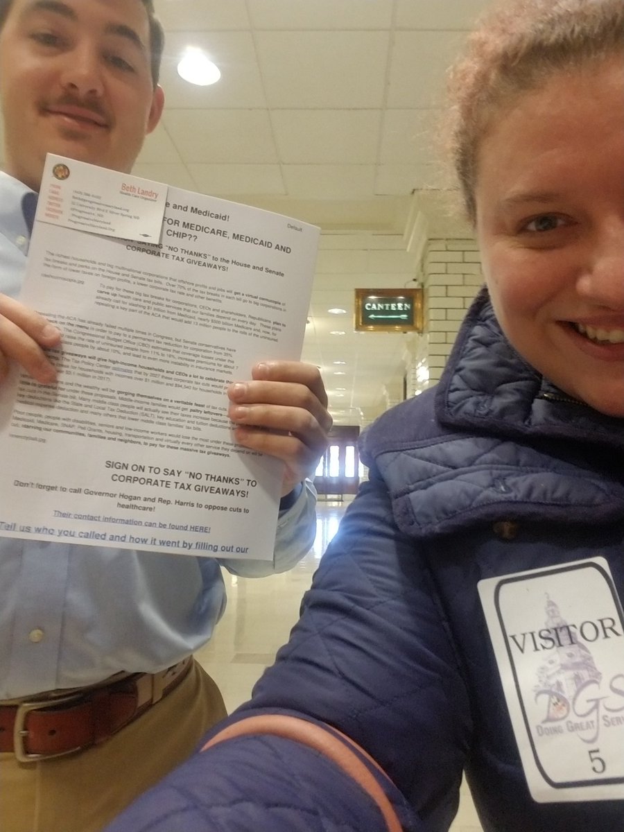 MD4guaranteedHC's tweet photo. Delivering nearly 300 signatures of concerned voters who are #Thankful for #Medicare #Medicaid & #CHIP to .@LarryHogan via Constituent Services at the #MDStateHouse! We demand NO CORPORATE TAX BREAKS! #TaxScam https://t.co/GLc0nKvdUE