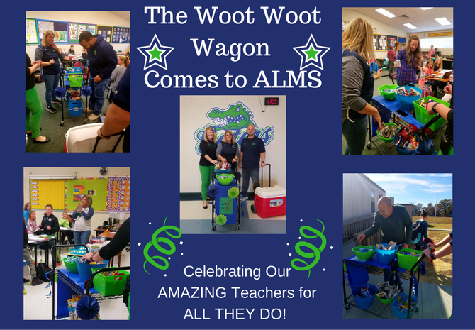 ALMSgators's tweet photo. The Woot Woot Wagon comes to Our Teachers loaded with Goodies as a THANK YOU for All They Do Here at ALMS! #ALMSGATORS #Gators #OurTeachersRock #WOOTWOOTWAGON https://t.co/Pgh9VkWWad